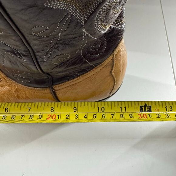 Montana Dorado VTG Ostrich & Leather Cowboy Boots Western Mens 8 Mens Womens 10 - Picture 4 of 8